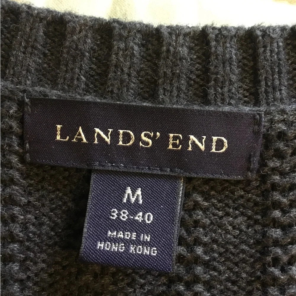Men’s Lands' End Charcoal Gray VEST Medium sleeveless V-neck pull over